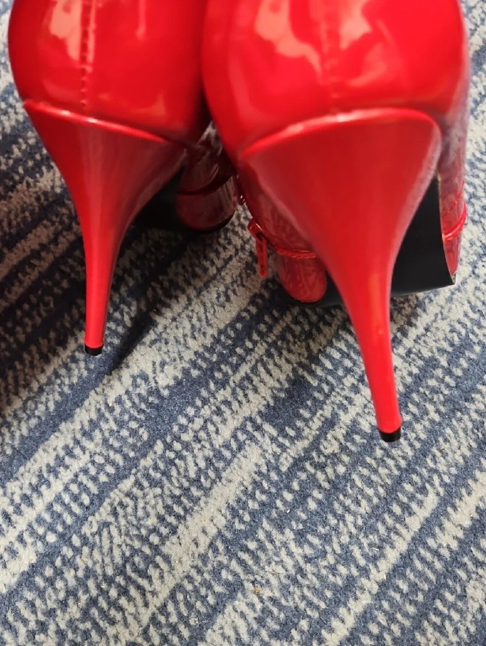 Pleaser Red Patent Over-the-Knee Stiletto Boots